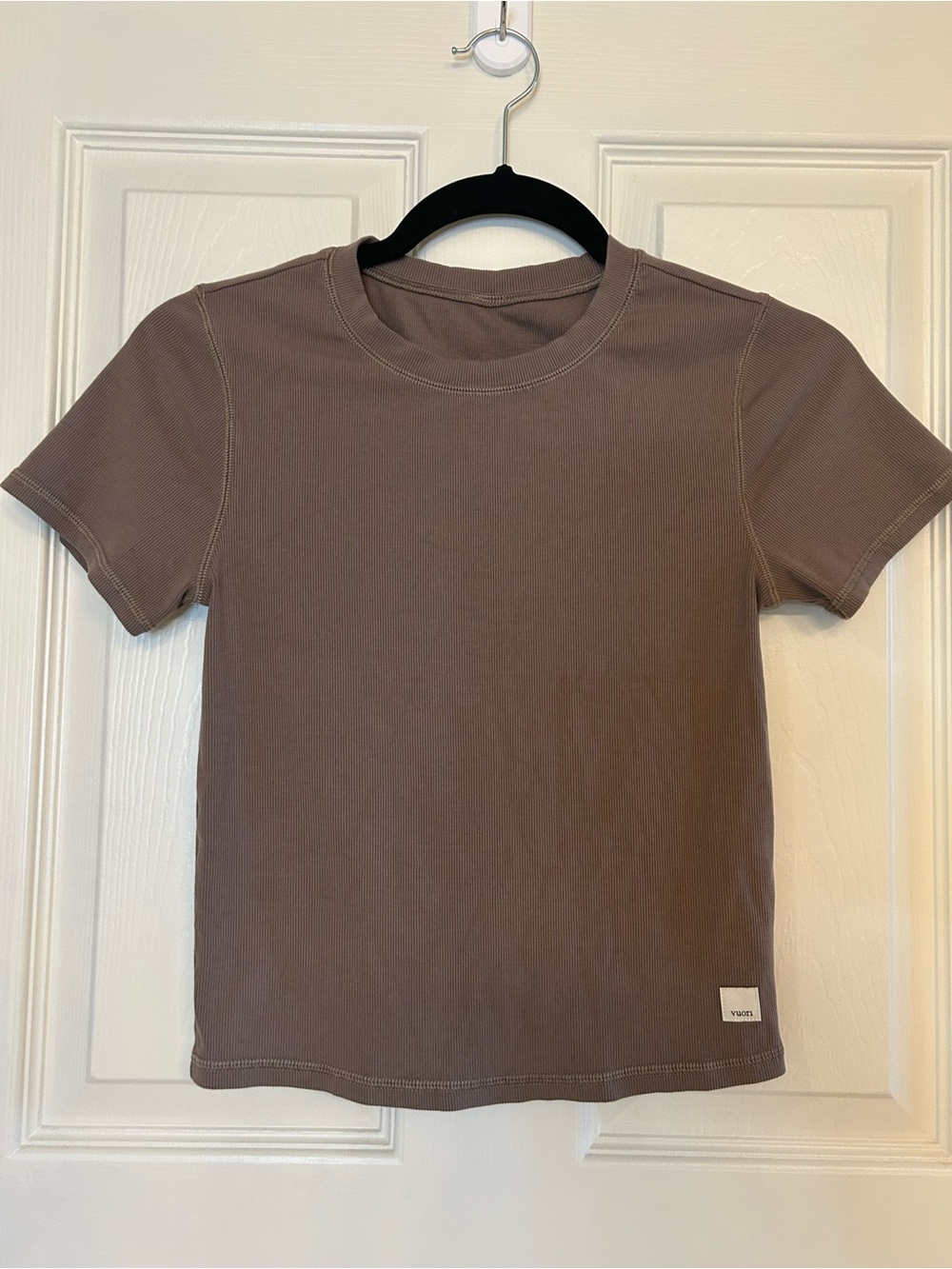 Vuori Pose Short Sleeve ribbed tee - Taupe Brown
